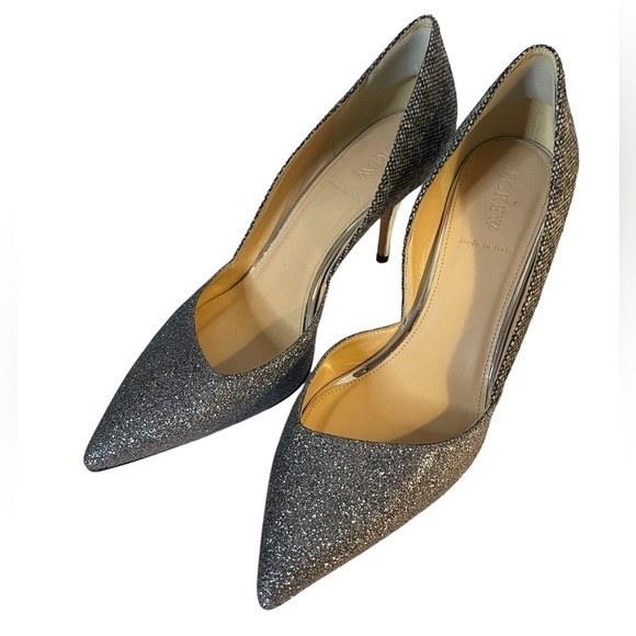 NWOT Jcrew Elsie made in Italy silver glitter metallic and tweed pump - Picture 5 of 9
